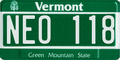 VT license plate NEO118