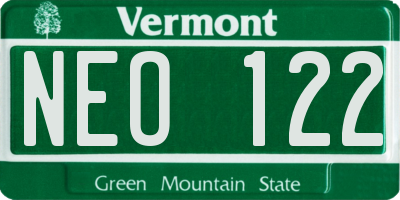 VT license plate NEO122