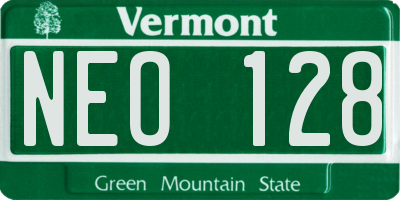 VT license plate NEO128