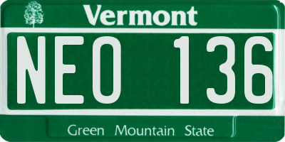 VT license plate NEO136