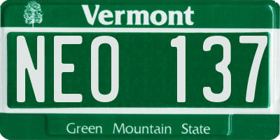 VT license plate NEO137