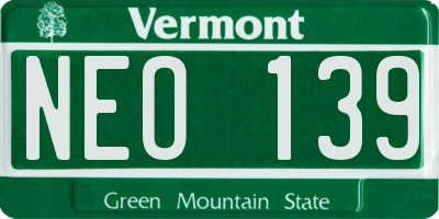 VT license plate NEO139