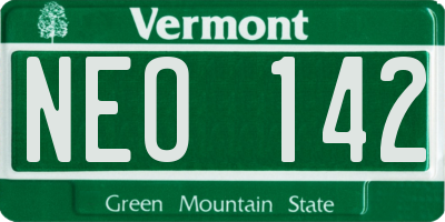 VT license plate NEO142