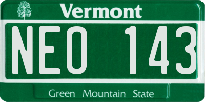 VT license plate NEO143