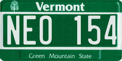 VT license plate NEO154