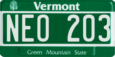 VT license plate NEO203