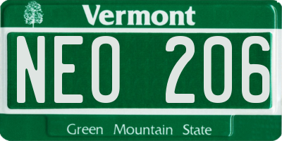 VT license plate NEO206