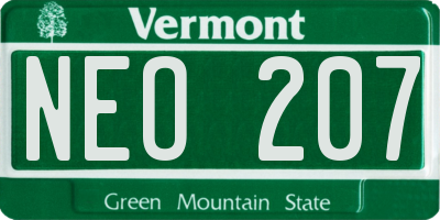 VT license plate NEO207