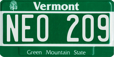 VT license plate NEO209