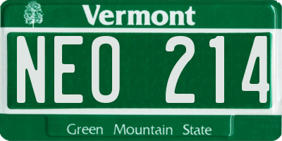 VT license plate NEO214