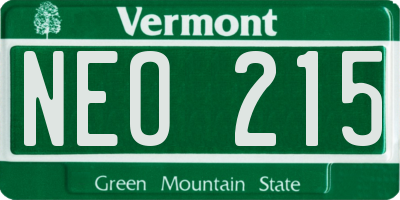 VT license plate NEO215