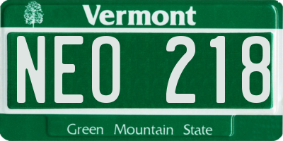 VT license plate NEO218