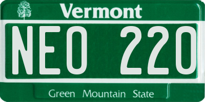 VT license plate NEO220