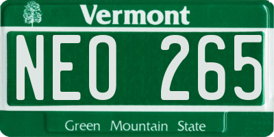 VT license plate NEO265