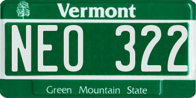 VT license plate NEO322