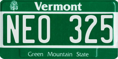 VT license plate NEO325
