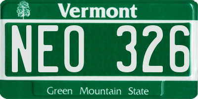 VT license plate NEO326