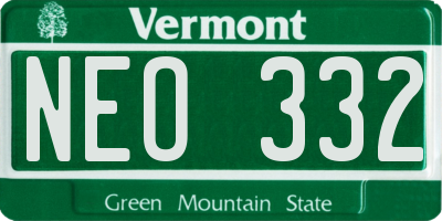 VT license plate NEO332