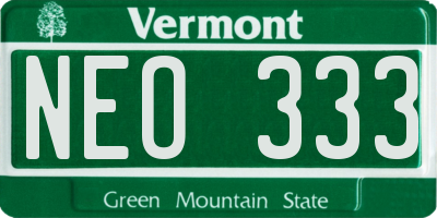 VT license plate NEO333