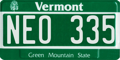VT license plate NEO335