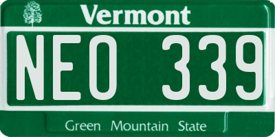 VT license plate NEO339