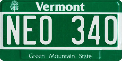 VT license plate NEO340