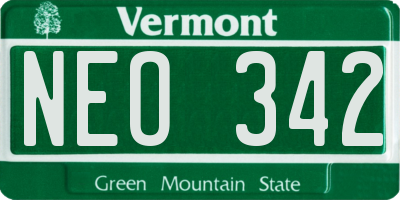 VT license plate NEO342