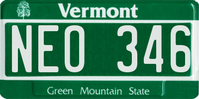 VT license plate NEO346