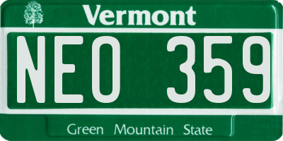VT license plate NEO359
