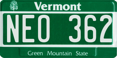 VT license plate NEO362