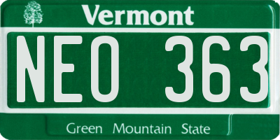 VT license plate NEO363
