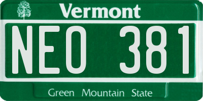 VT license plate NEO381