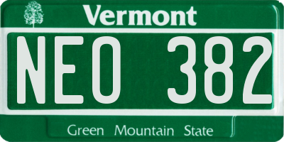 VT license plate NEO382