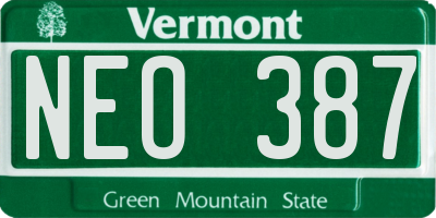VT license plate NEO387