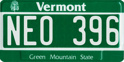 VT license plate NEO396