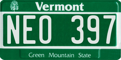 VT license plate NEO397
