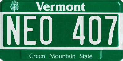 VT license plate NEO407