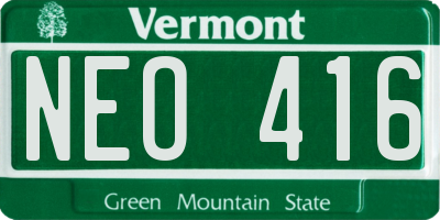 VT license plate NEO416