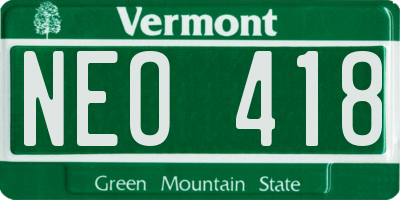 VT license plate NEO418