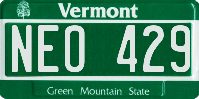 VT license plate NEO429