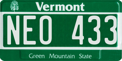 VT license plate NEO433
