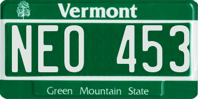 VT license plate NEO453