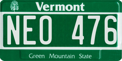 VT license plate NEO476