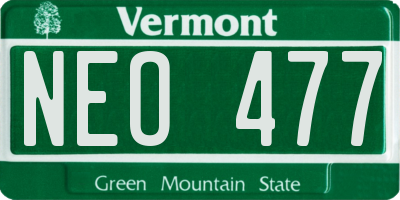 VT license plate NEO477