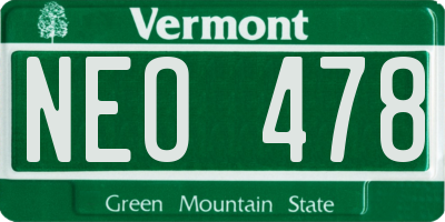 VT license plate NEO478
