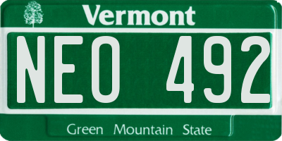 VT license plate NEO492
