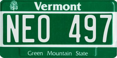 VT license plate NEO497