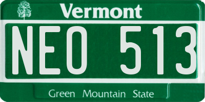 VT license plate NEO513