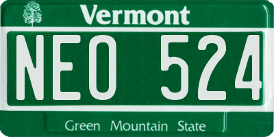 VT license plate NEO524