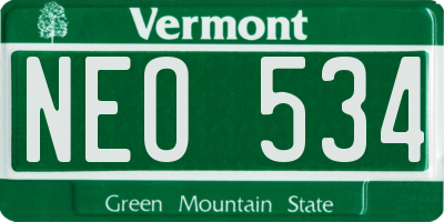 VT license plate NEO534